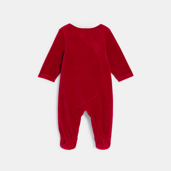 بدلة نوم مخملية شتوية باللون الأحمر للأولاد الصغار